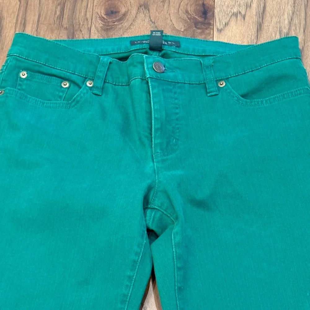 Lauren Ralph Lauren Modern Straight Leg Pants Green Womens Size 6 Cotton Stretch